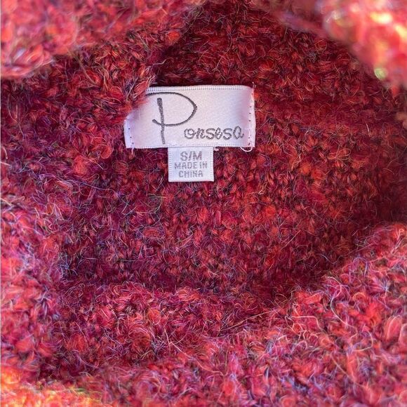 Women’s Oversized Poncho Sweater In A Rustic Brick Color - Picture 7 of 9